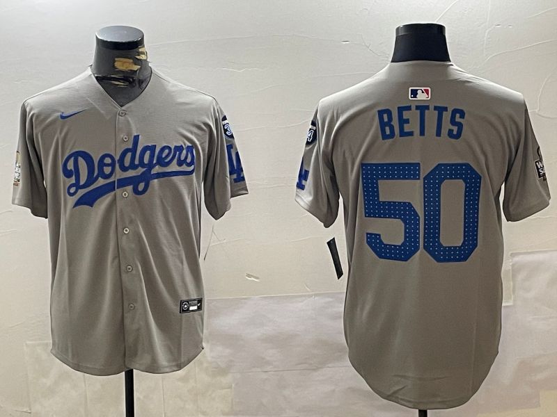 Men Los Angeles Dodgers #50 Betts Grey Game 2024 Nike MLB Jersey style 11206
